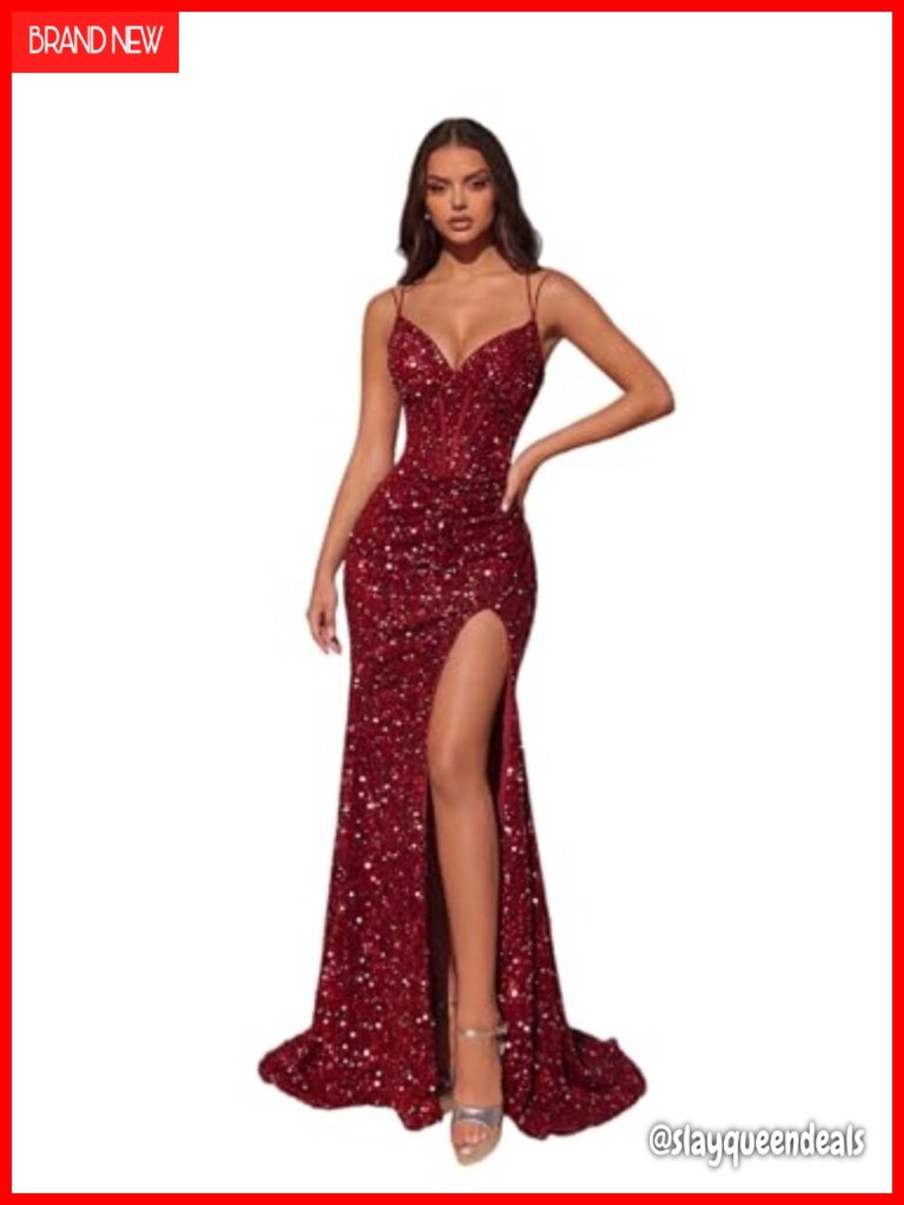 Sequin Tulle Bodycon Formal Evening Gown Floor Length Party Dress